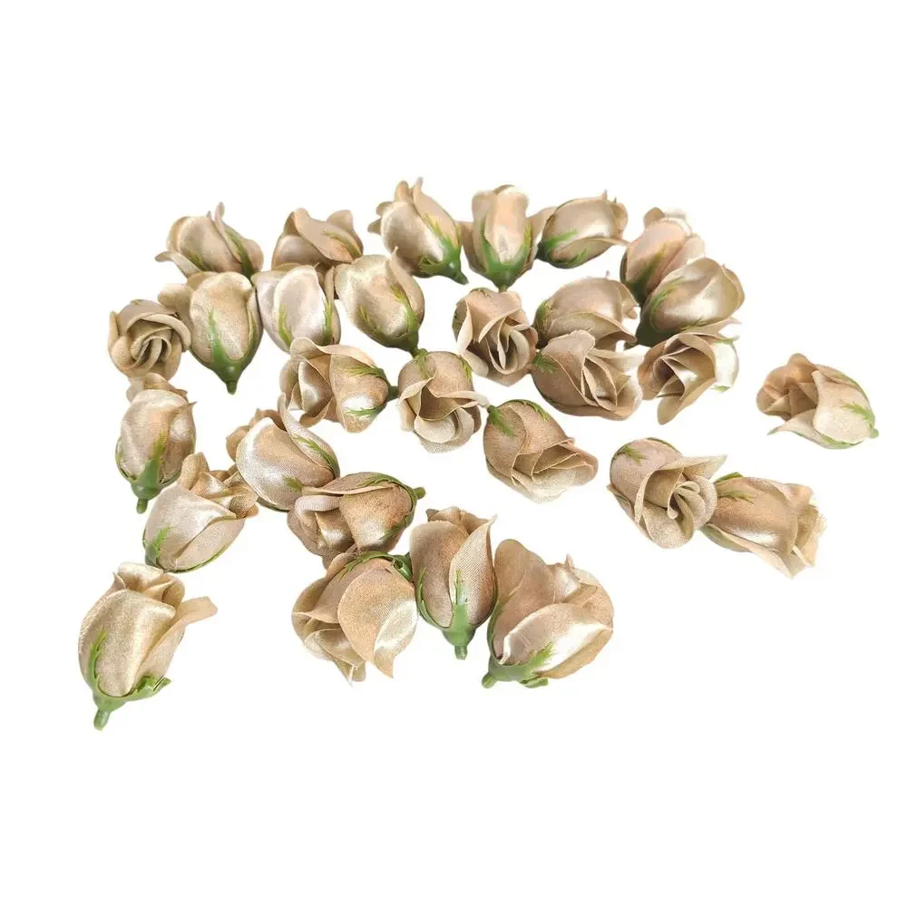 50 Moss Olive Green Satin Rose Buds Stemless Wedding Floral Craft DIY 2